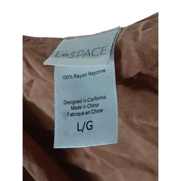 L*Space Brown White Polka Dot Maxi Dress L Large Spaghetti Strap Wrap - Picture 15 of 16